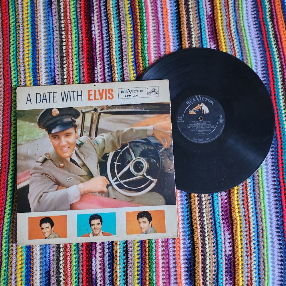 1959 elvis presley, first pressing, date with elvis vinyl lp with fold out